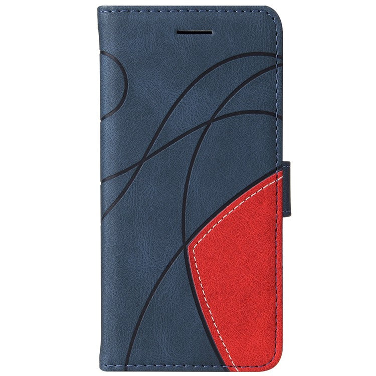 KT Leather Series-1 Anti-fingerprint Dual-Color Splicing Style Flip Phone Shell PU Leather Wallet Design Phone Case with Stand for Huawei nova 9 / Honor 50 - Blue