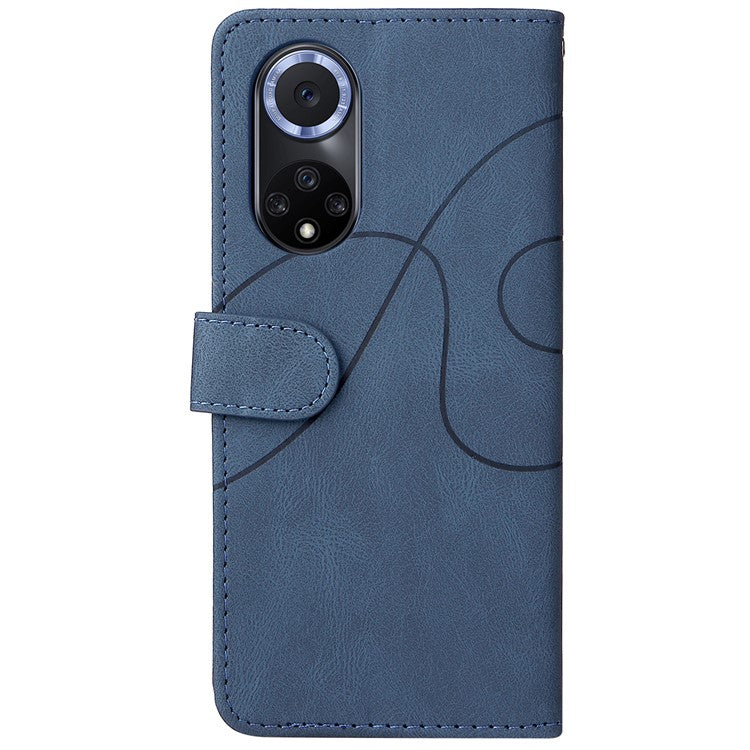 KT Leather Series-1 Anti-fingerprint Dual-Color Splicing Style Flip Phone Shell PU Leather Wallet Design Phone Case with Stand for Huawei nova 9 / Honor 50 - Blue