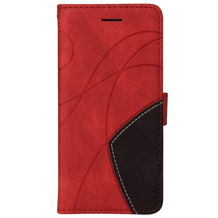 KT Leather Series-1 Anti-fingerprint Dual-Color Splicing Style Flip Phone Shell PU Leather Wallet Design Phone Case with Stand for Huawei nova 9 / Honor 50 - Red