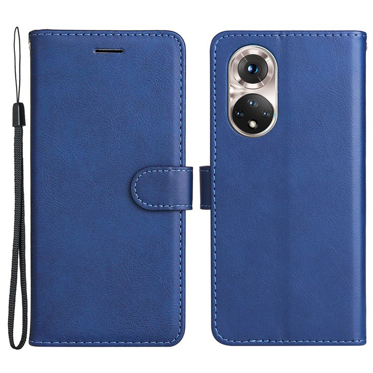 KT Leather Series-2 Solid Color Wallet Leather Case Inner Soft TPU Phone Cover with Adjustable Stand for Honor 50 5G/Huawei nova 9 - Blue