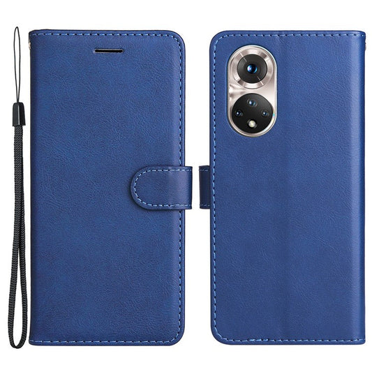 KT Leather Series-2 Solid Color Wallet Leather Case Inner Soft TPU Phone Cover with Adjustable Stand for Honor 50 5G/Huawei nova 9 - Blue