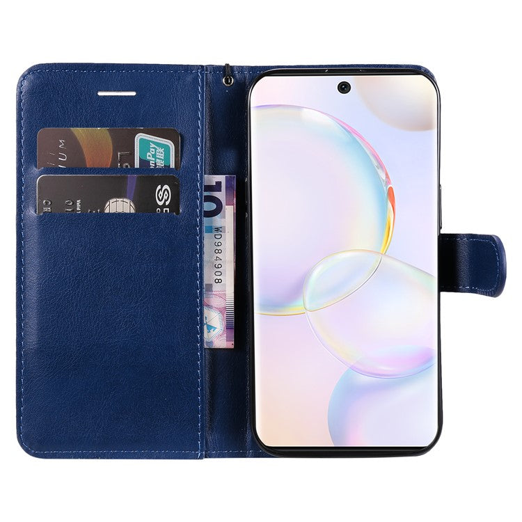 KT Leather Series-2 Solid Color Wallet Leather Case Inner Soft TPU Phone Cover with Adjustable Stand for Honor 50 5G/Huawei nova 9 - Blue
