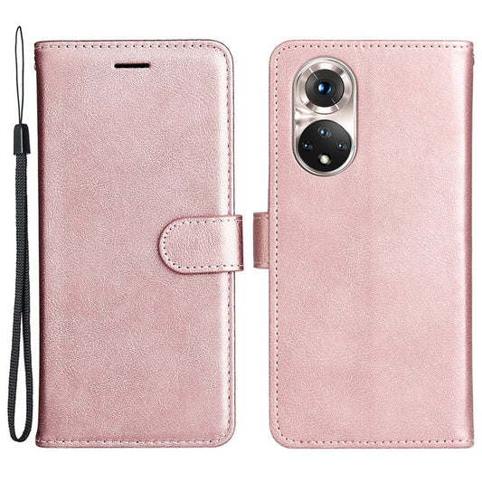 KT Leather Series-2 Solid Color Wallet Leather Case Inner Soft TPU Phone Cover with Adjustable Stand for Honor 50 5G/Huawei nova 9 - Rose Gold