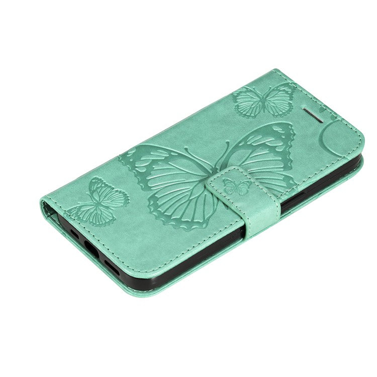 KT Imprinting Flower Series-2 PU Leather Magnetic Flip Wallet Case Stand Imprinted Butterfly Pattern Full Body Protective Cover with Strap for Honor 50 5G / Huawei nova 9 - Green
