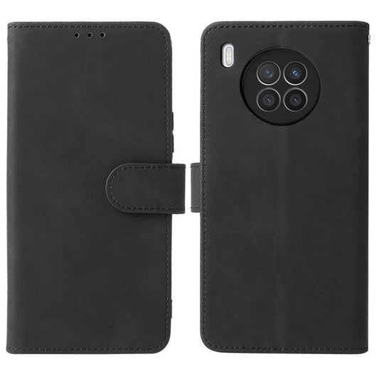 Folio Flip Skin-Touch Feeling Case Drop-Proof Stand Wallet Leather Cover for Honor 50 Lite / Huawei nova 8i - Black