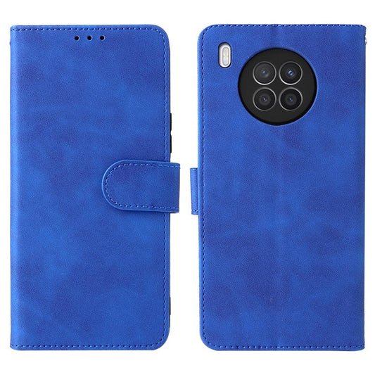 Folio Flip Skin-Touch Feeling Case Drop-Proof Stand Wallet Leather Cover for Honor 50 Lite / Huawei nova 8i - Blue