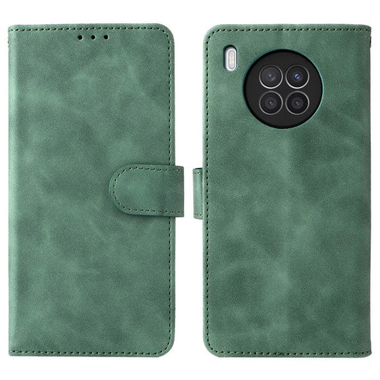 Folio Flip Skin-Touch Feeling Case Drop-Proof Stand Wallet Leather Cover for Honor 50 Lite / Huawei nova 8i - Green