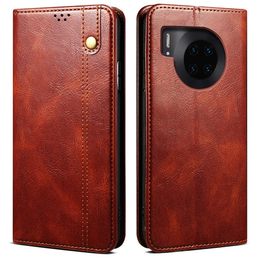 Waxy Crazy Horse Texture Foldable Stand PU Leather + TPU Phone Case with Wallet for Honor 50 Lite/Huawei nova 8i - Brown