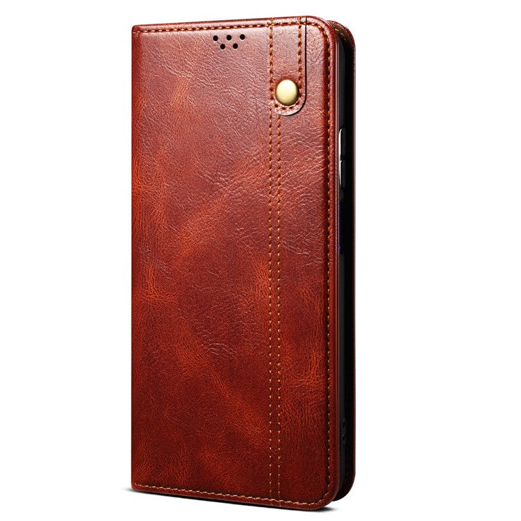 Waxy Crazy Horse Texture Foldable Stand PU Leather + TPU Phone Case with Wallet for Honor 50 Lite/Huawei nova 8i - Brown