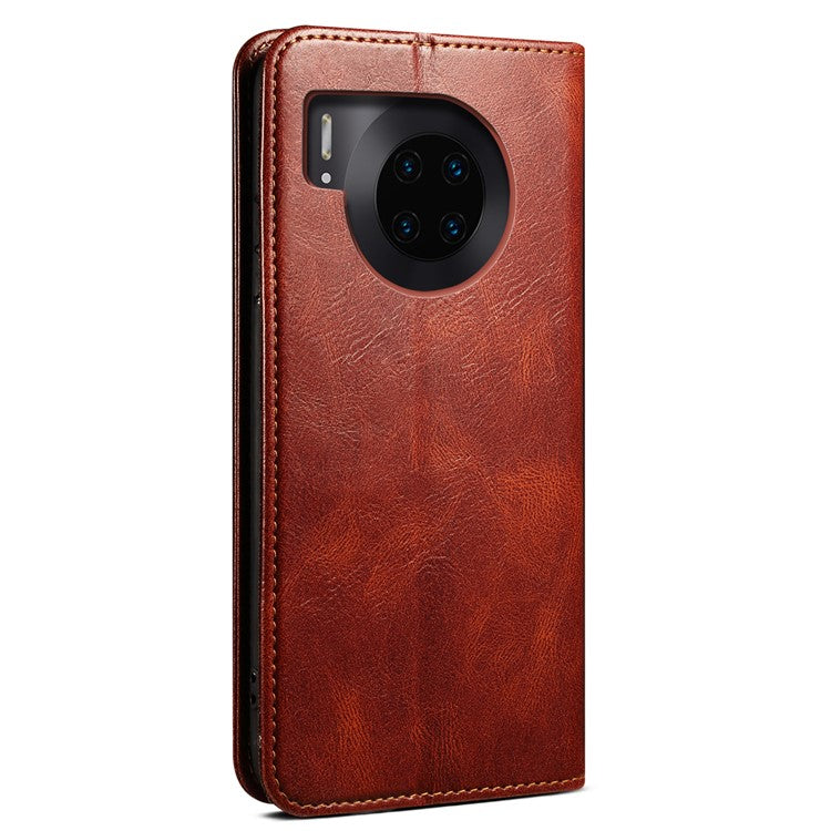 Waxy Crazy Horse Texture Foldable Stand PU Leather + TPU Phone Case with Wallet for Honor 50 Lite/Huawei nova 8i - Brown