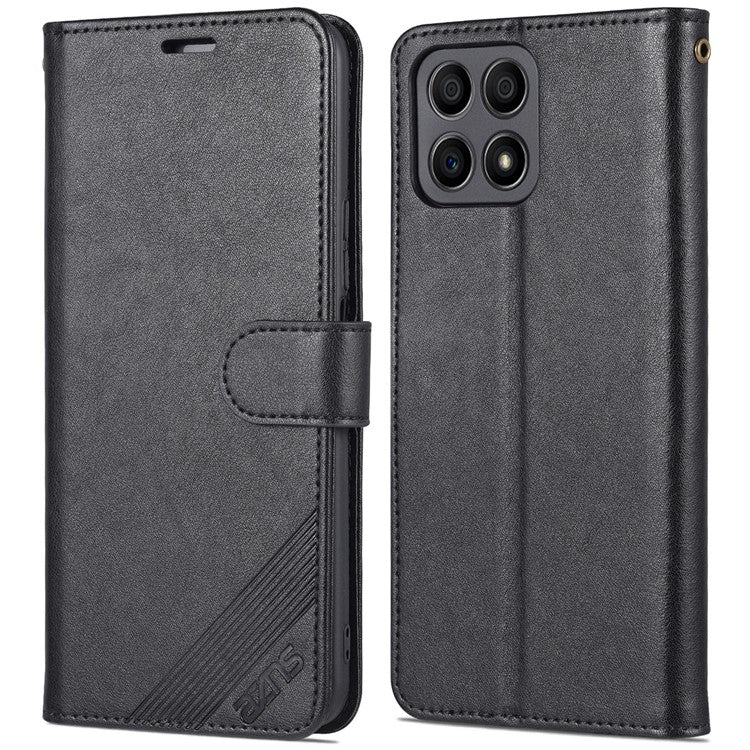 AZNS PU Leather + TPU All-inclusive Protection Phone Case with Stand Wallet for Honor X30i - Black