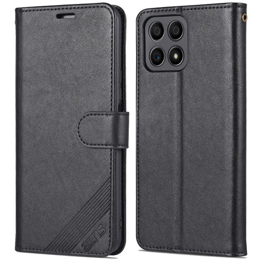 AZNS PU Leather + TPU All-inclusive Protection Phone Case with Stand Wallet for Honor X30i - Black