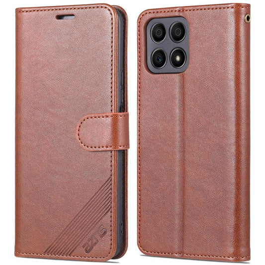 AZNS PU Leather + TPU All-inclusive Protection Phone Case with Stand Wallet for Honor X30i - Brown