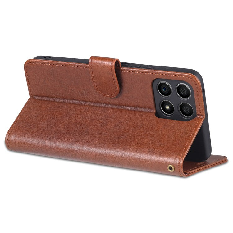 AZNS PU Leather + TPU All-inclusive Protection Phone Case with Stand Wallet for Honor X30i - Brown