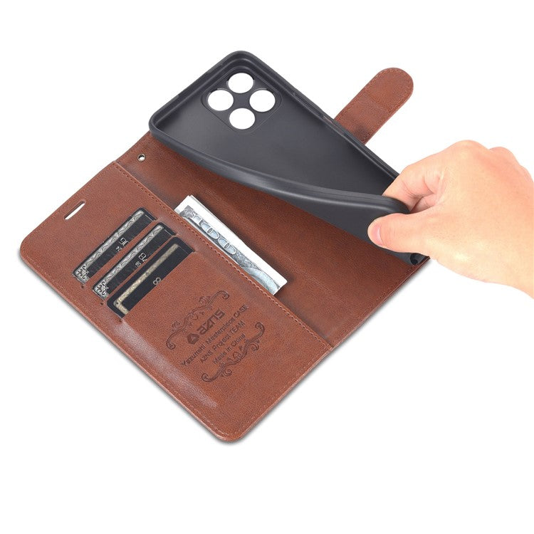 AZNS PU Leather + TPU All-inclusive Protection Phone Case with Stand Wallet for Honor X30i - Brown