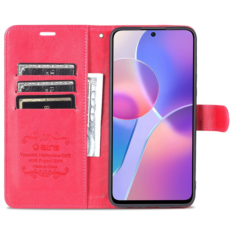 AZNS PU Leather + TPU All-inclusive Protection Phone Case with Stand Wallet for Honor X30i - Red