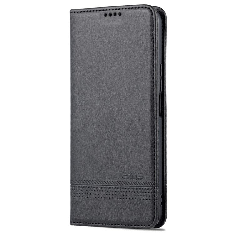 AZNS Magnetic Auto-absorbed Wallet Stand Design PU Leather Shockproof Phone Cover Case for Honor X30i - Black