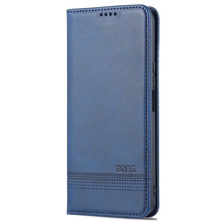 AZNS Magnetic Auto-absorbed Wallet Stand Design PU Leather Shockproof Phone Cover Case for Honor X30i - Blue