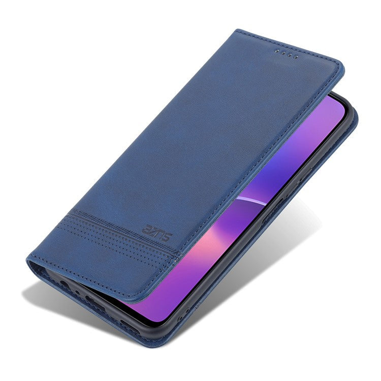 AZNS Magnetic Auto-absorbed Wallet Stand Design PU Leather Shockproof Phone Cover Case for Honor X30i - Blue