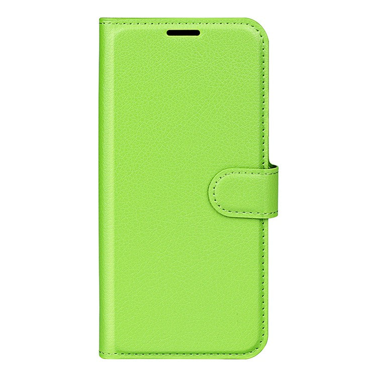 Shockproof PU Leather Coated TPU Mobile Phone Case Litchi Texture Stand Wallet Flip Protective Phone Cover for Huawei nova 8i/Honor 50 Lite - Green