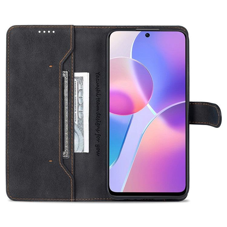 AZNS Magnetic Closure PU Leather Flip Wallet Case Stand Shockproof TPU Inner Shell Phone Cover for Honor X30i - Black