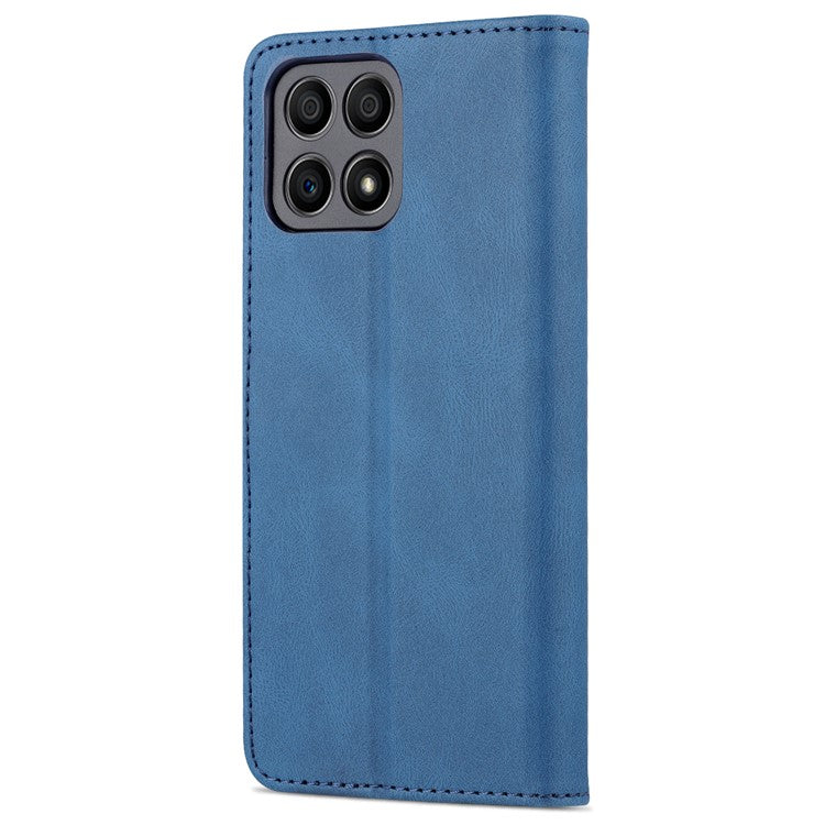 AZNS Magnetic Closure PU Leather Flip Wallet Case Stand Shockproof TPU Inner Shell Phone Cover for Honor X30i - Blue