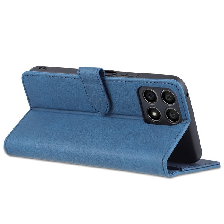 AZNS Magnetic Closure PU Leather Flip Wallet Case Stand Shockproof TPU Inner Shell Phone Cover for Honor X30i - Blue