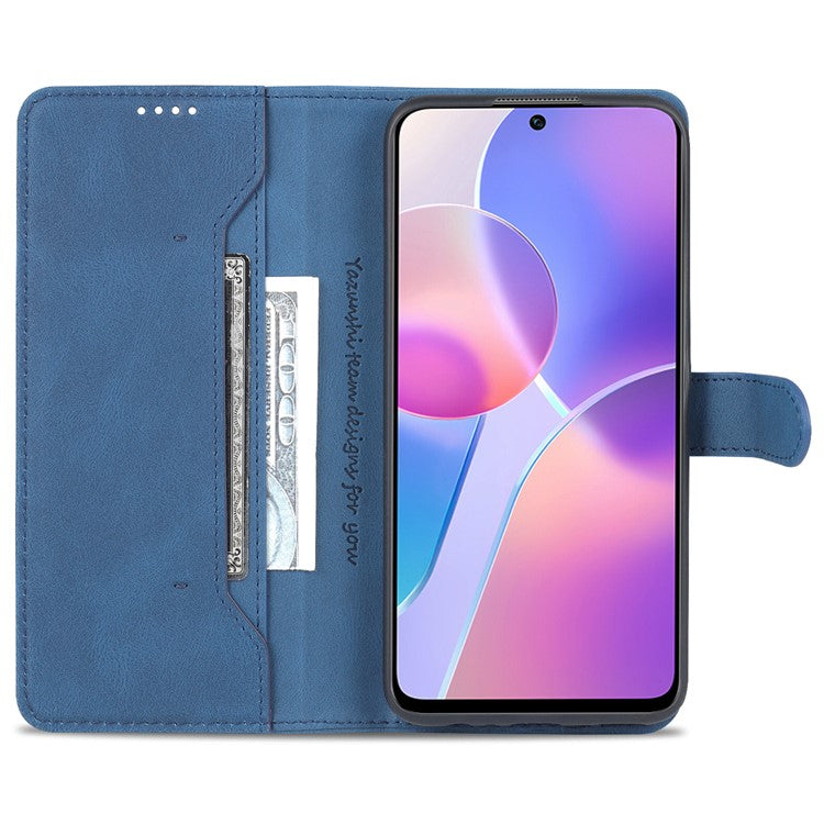AZNS Magnetic Closure PU Leather Flip Wallet Case Stand Shockproof TPU Inner Shell Phone Cover for Honor X30i - Blue
