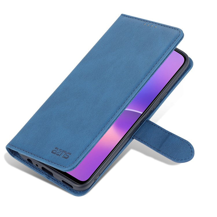 AZNS Magnetic Closure PU Leather Flip Wallet Case Stand Shockproof TPU Inner Shell Phone Cover for Honor X30i - Blue