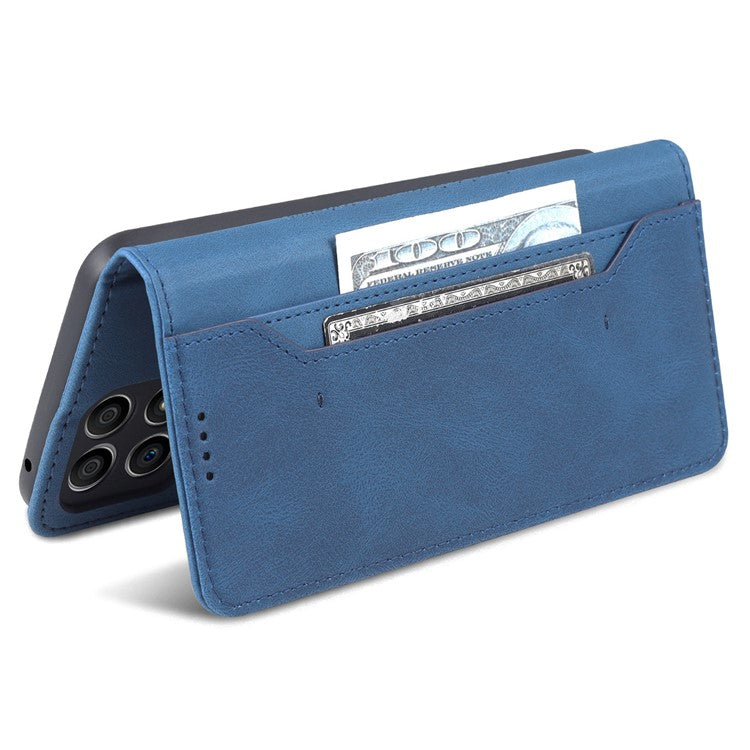 AZNS Magnetic Closure PU Leather Flip Wallet Case Stand Shockproof TPU Inner Shell Phone Cover for Honor X30i - Blue