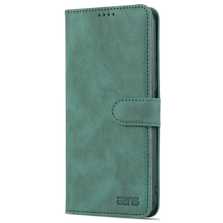 AZNS Magnetic Closure PU Leather Flip Wallet Case Stand Shockproof TPU Inner Shell Phone Cover for Honor X30i - Green