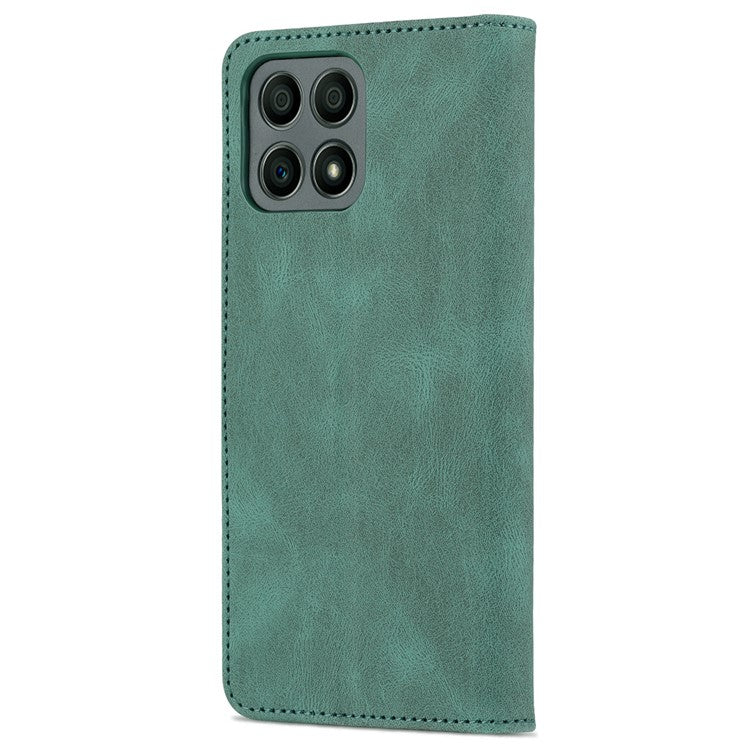 AZNS Magnetic Closure PU Leather Flip Wallet Case Stand Shockproof TPU Inner Shell Phone Cover for Honor X30i - Green