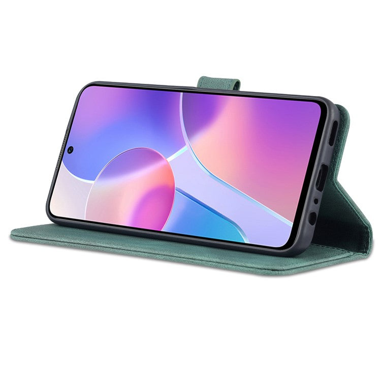 AZNS Magnetic Closure PU Leather Flip Wallet Case Stand Shockproof TPU Inner Shell Phone Cover for Honor X30i - Green
