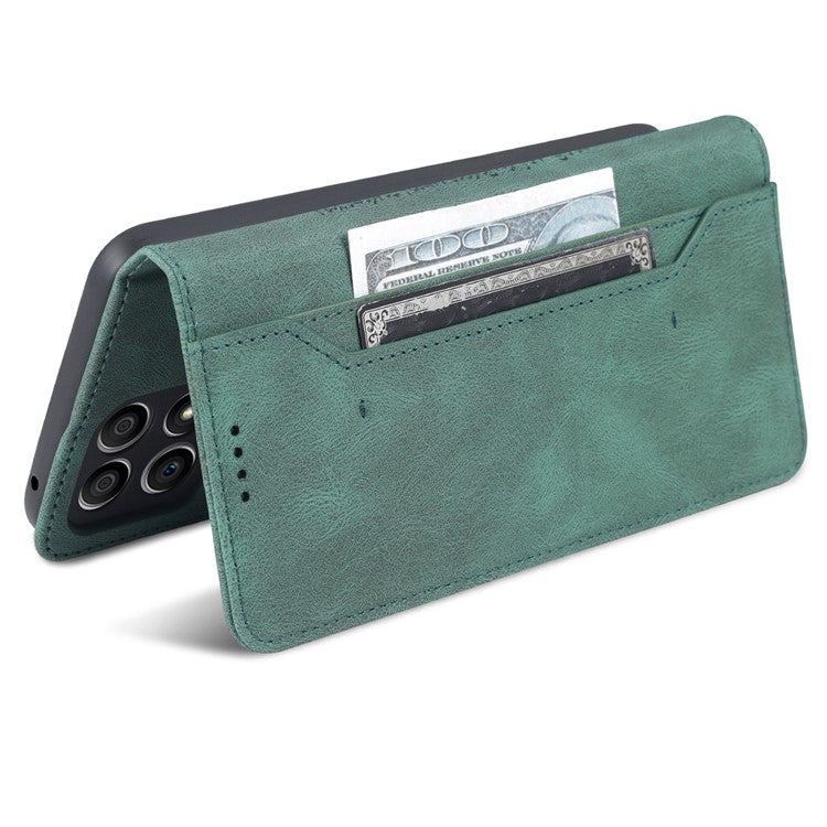 AZNS Magnetic Closure PU Leather Flip Wallet Case Stand Shockproof TPU Inner Shell Phone Cover for Honor X30i - Green