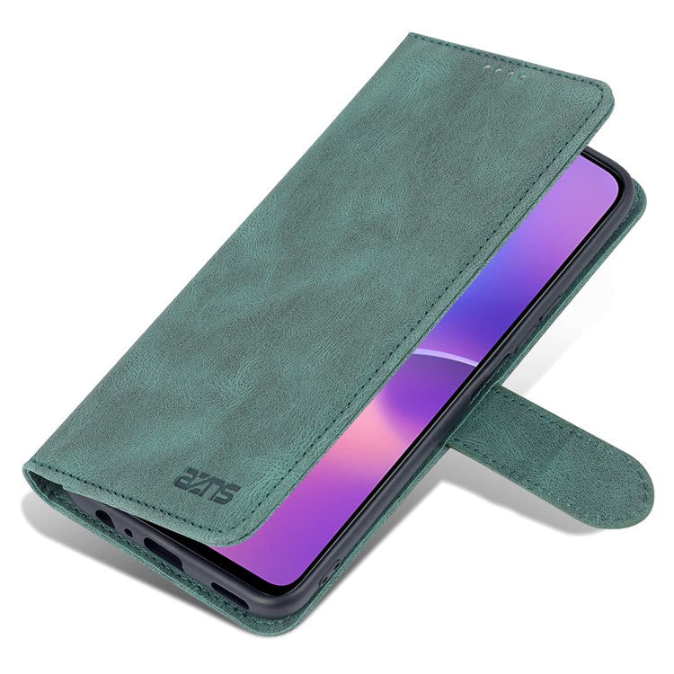 AZNS Magnetic Closure PU Leather Flip Wallet Case Stand Shockproof TPU Inner Shell Phone Cover for Honor X30i - Green