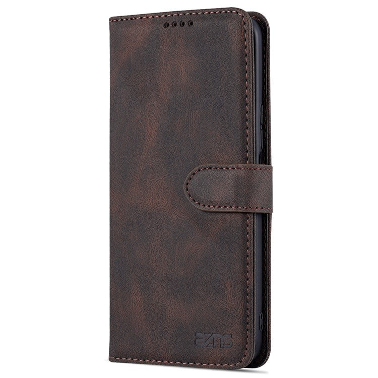 AZNS Magnetic Closure PU Leather Flip Wallet Case Stand Shockproof TPU Inner Shell Phone Cover for Honor X30i - Brown