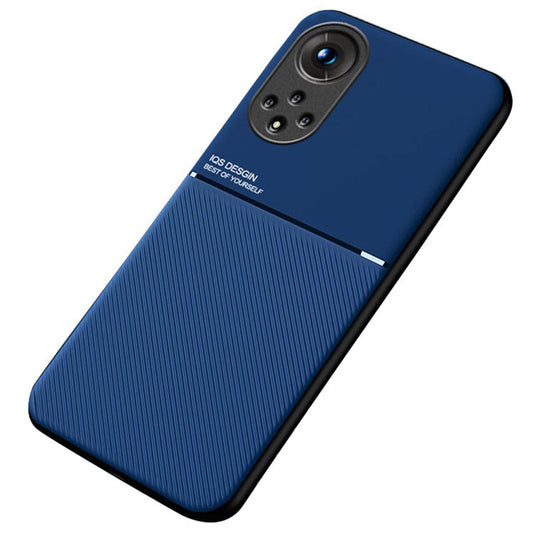 TPU Inner Edge Mobile Phone Case PU Leather Shockproof Phone Cover with Built-in Magnetic Metal Sheet for Huawei nova 9 / Honor 50 - Blue