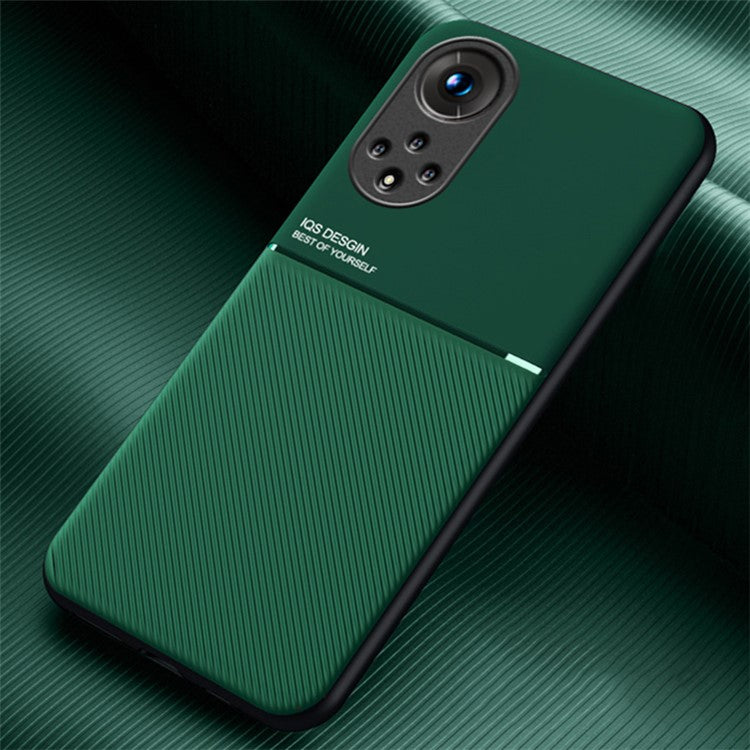 TPU Inner Edge Mobile Phone Case PU Leather Shockproof Phone Cover with Built-in Magnetic Metal Sheet for Huawei nova 9 / Honor 50 - Green