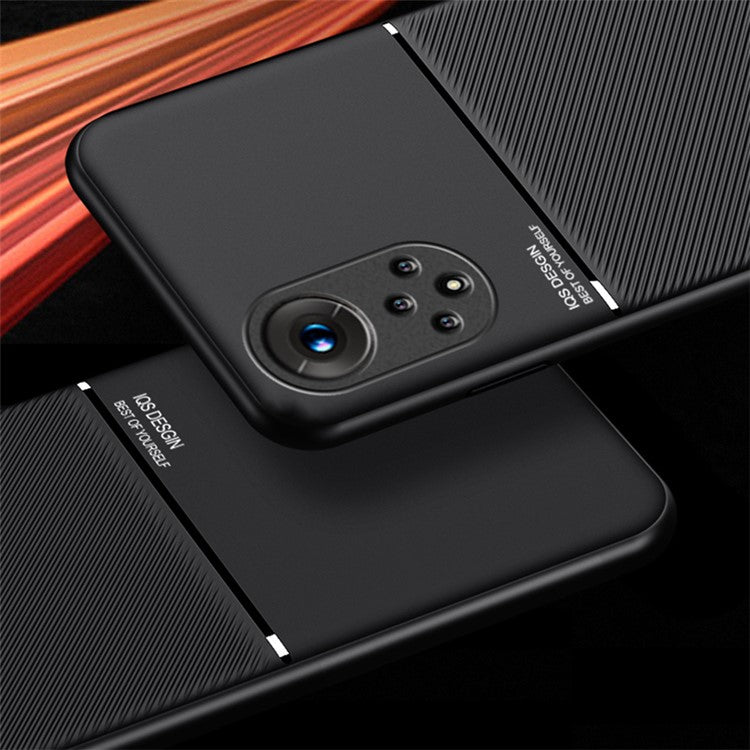 TPU Inner Edge Mobile Phone Case PU Leather Shockproof Phone Cover with Built-in Magnetic Metal Sheet for Huawei nova 9 / Honor 50 - Green