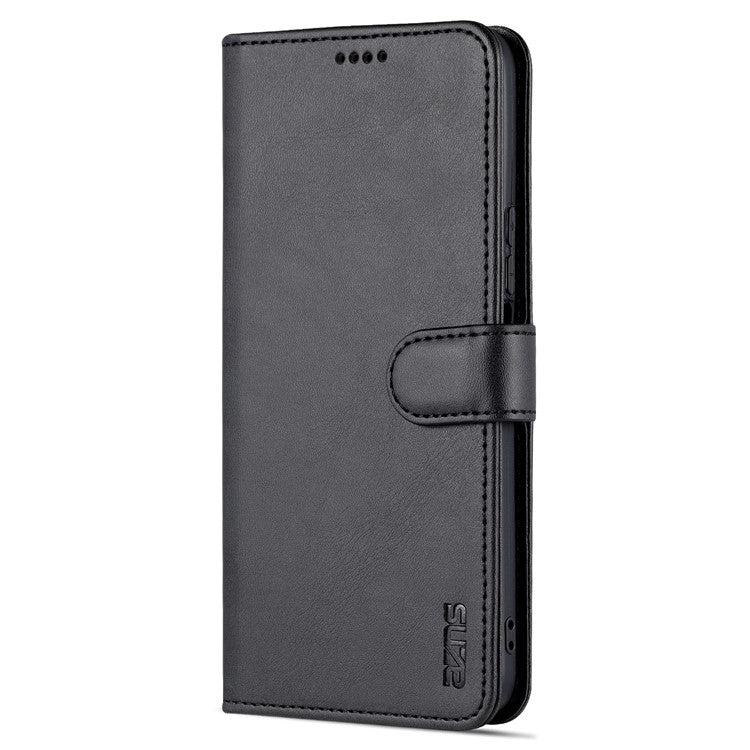 AZNS PU Leather Wallet Stand Anti-fall Shockproof Protective Phone Case Cover for Honor X30i - Black
