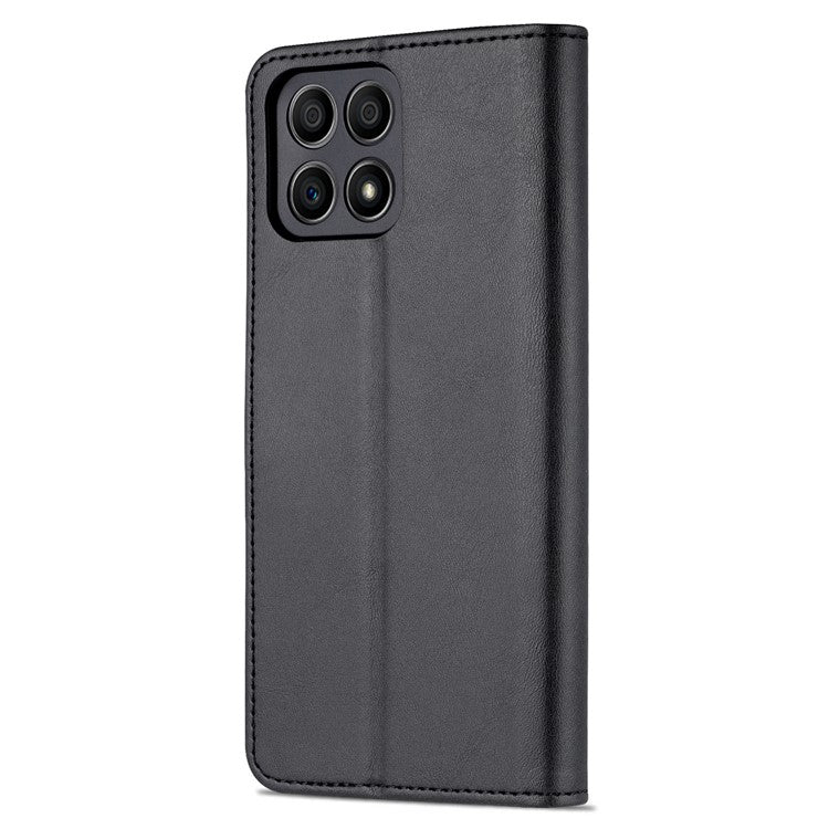AZNS PU Leather Wallet Stand Anti-fall Shockproof Protective Phone Case Cover for Honor X30i - Black