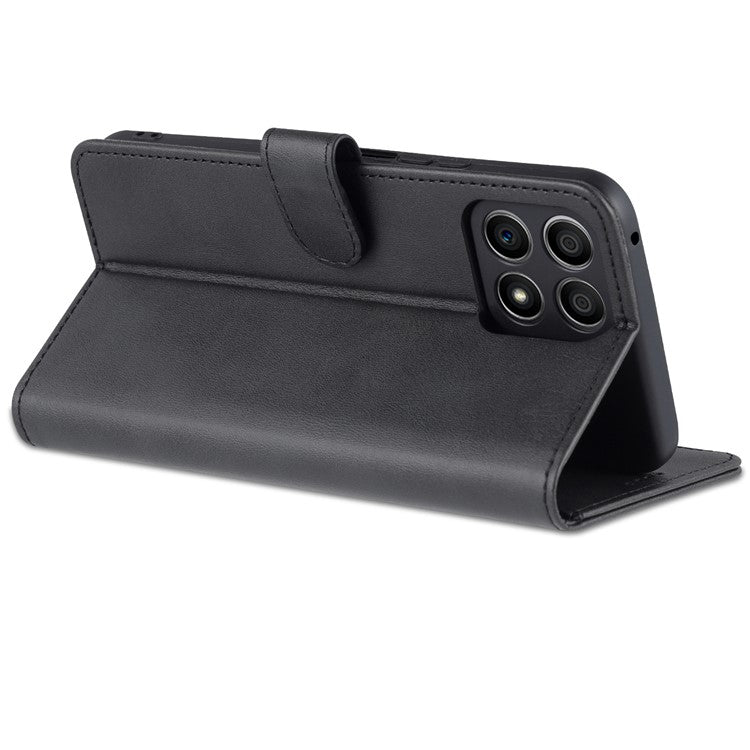 AZNS PU Leather Wallet Stand Anti-fall Shockproof Protective Phone Case Cover for Honor X30i - Black