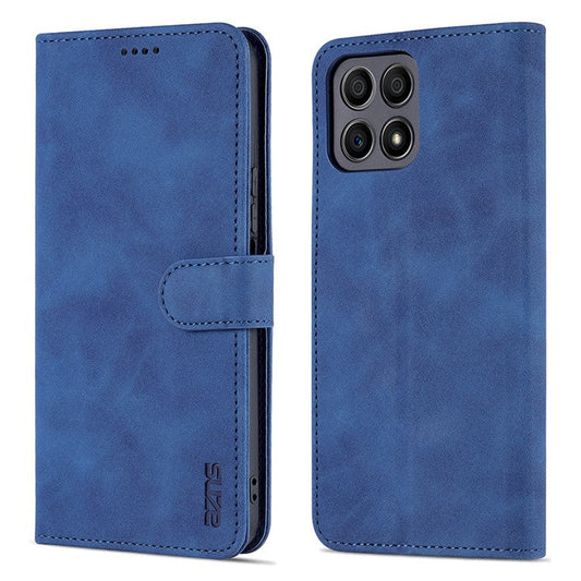 AZNS PU Leather Wallet Stand Anti-fall Shockproof Protective Phone Case Cover for Honor X30i - Blue