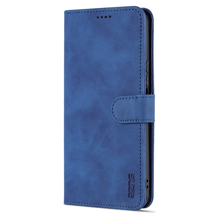 AZNS PU Leather Wallet Stand Anti-fall Shockproof Protective Phone Case Cover for Honor X30i - Blue