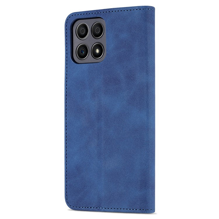 AZNS PU Leather Wallet Stand Anti-fall Shockproof Protective Phone Case Cover for Honor X30i - Blue