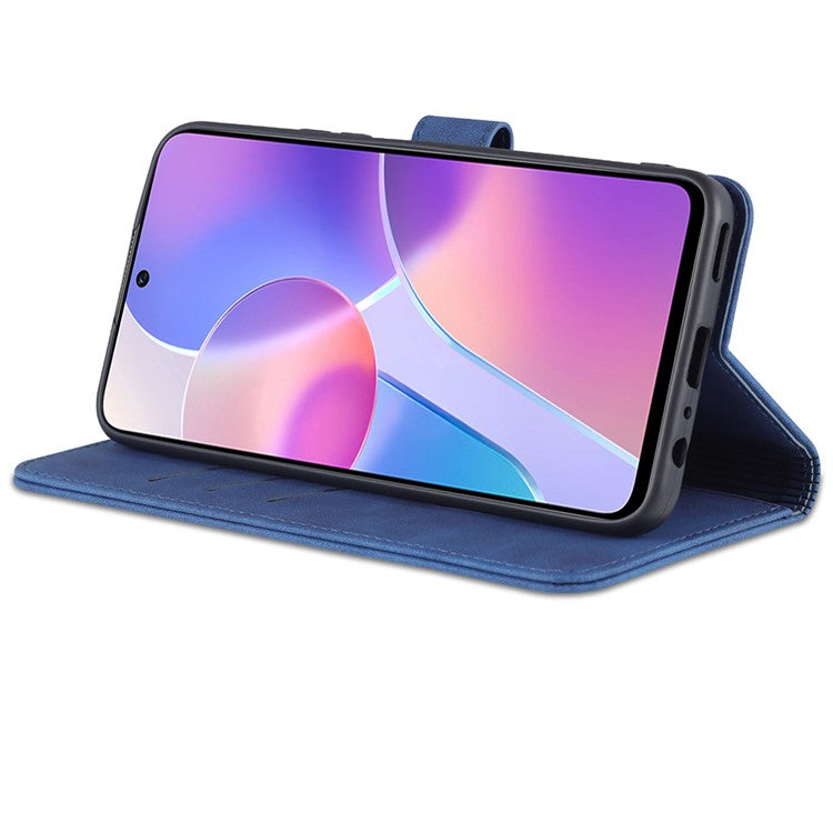 AZNS PU Leather Wallet Stand Anti-fall Shockproof Protective Phone Case Cover for Honor X30i - Blue