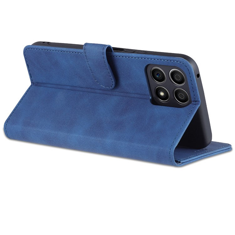 AZNS PU Leather Wallet Stand Anti-fall Shockproof Protective Phone Case Cover for Honor X30i - Blue