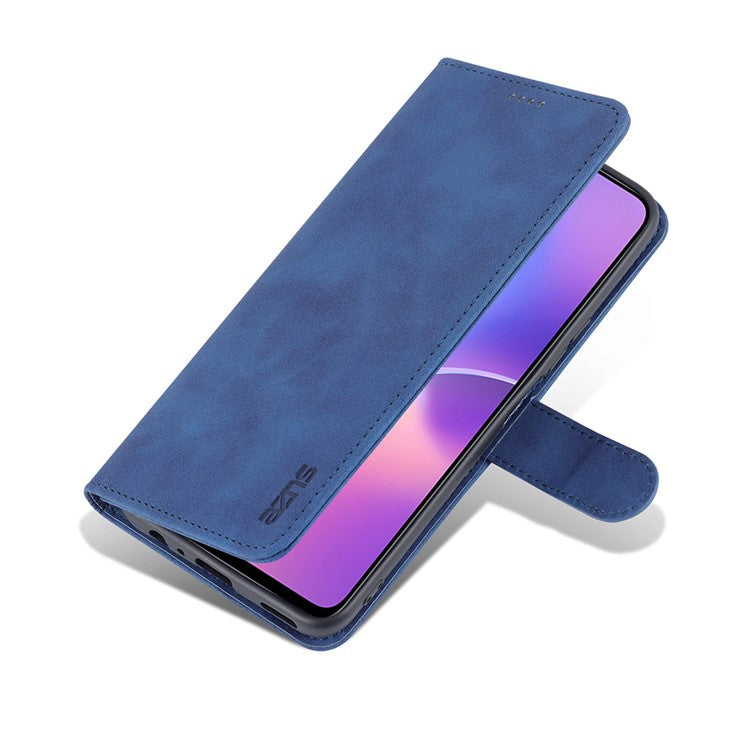 AZNS PU Leather Wallet Stand Anti-fall Shockproof Protective Phone Case Cover for Honor X30i - Blue