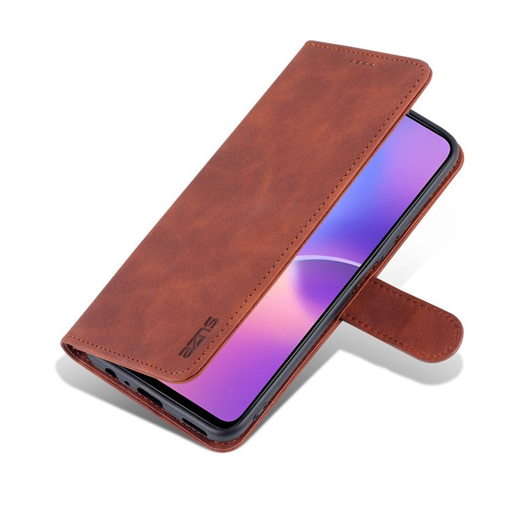 AZNS PU Leather Wallet Stand Anti-fall Shockproof Protective Phone Case Cover for Honor X30i - Brown