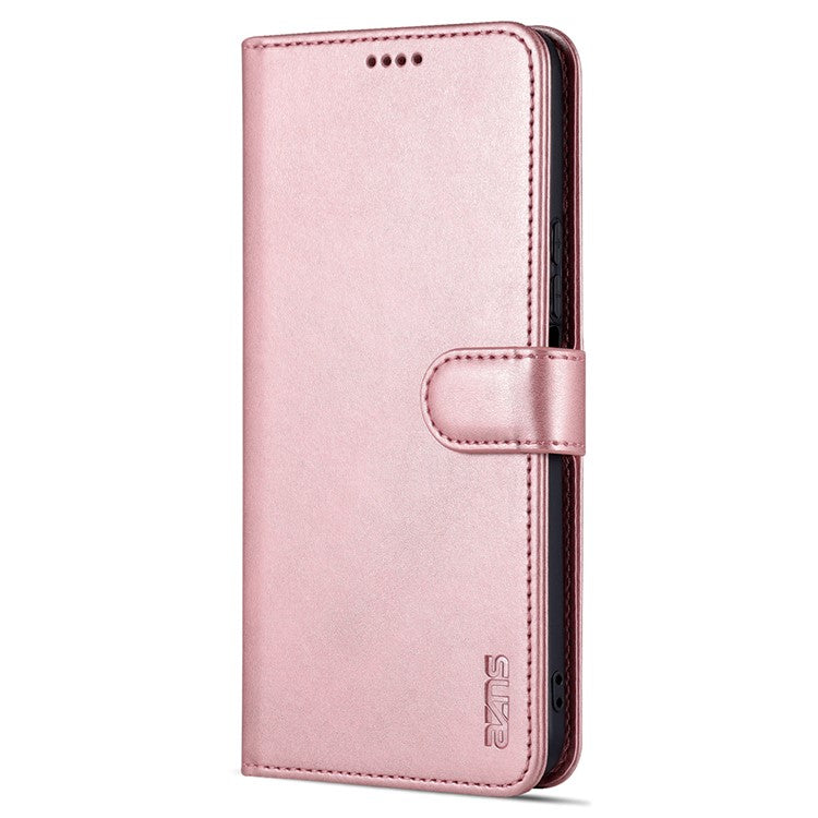 AZNS PU Leather Wallet Stand Anti-fall Shockproof Protective Phone Case Cover for Honor X30i - Rose Gold